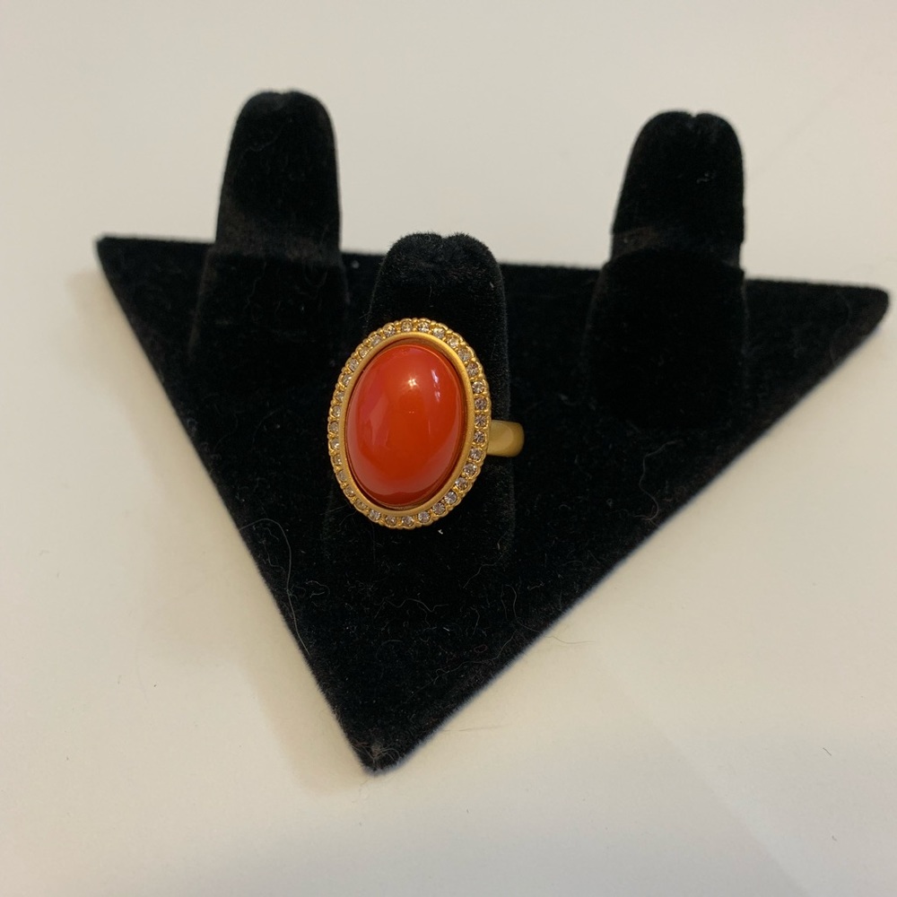 Lulu Avenue orange oval statement ring gold